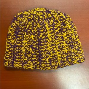 Hand-Made Crochet Lakers/LSU/Vikings Beanie